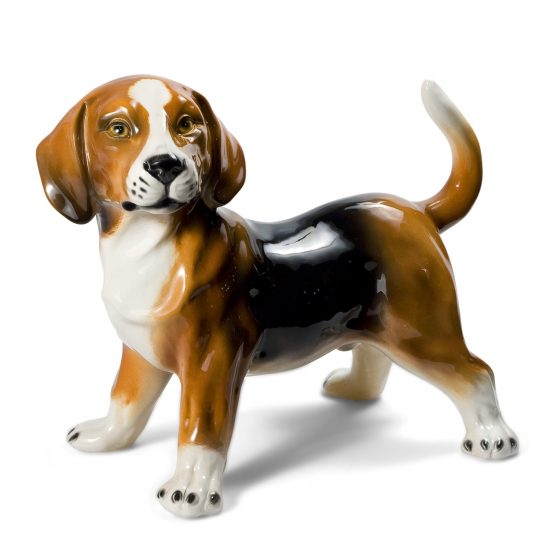 Authentic Italian Ceramic Beagle Standing Dog Sculpture