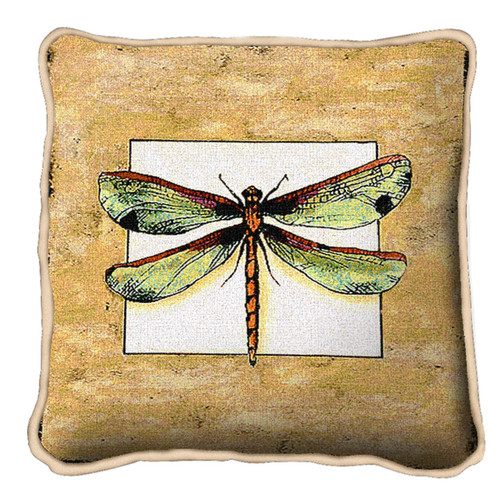 Woven Tapestry Dragonfly Pillow