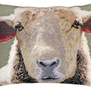 Farm and Ranch Needlepoint Down Throw Pillow – Sheep Face