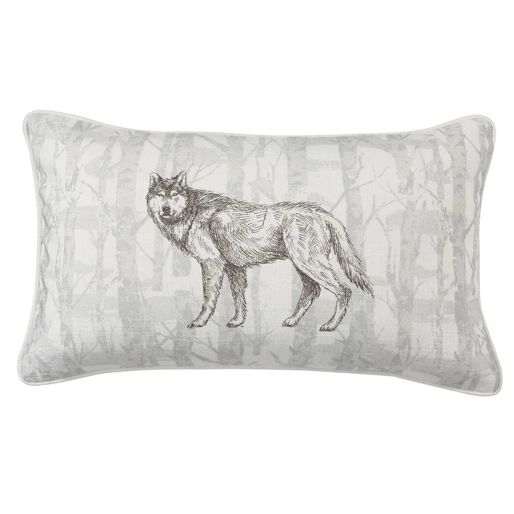 Wild And Beautiful Wolf Printed Pillow 12" X 20" - Poly