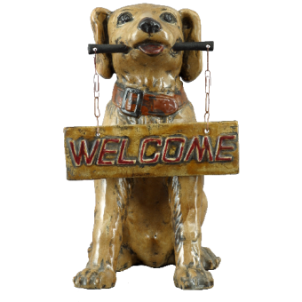 Porcelain Welcome Dog Figurine