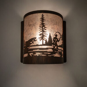 8" Wide Fly Fishing Right Wall Sconce