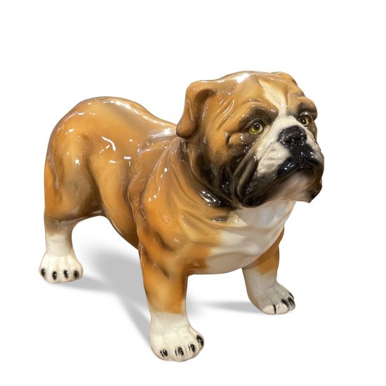 Authentic Italian Ceramic Brown Bulldog Dog Sculpture
