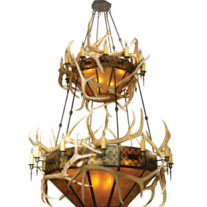 66" Wide Antlers Elk 2 Tier Chandelier