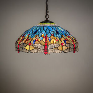 18" Wide Tiffany Hanginghead Dragonfly Pendant