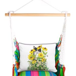 4-Piece Swing Set Le Jardin Nouveau w/ Cat with Daisies Pillow