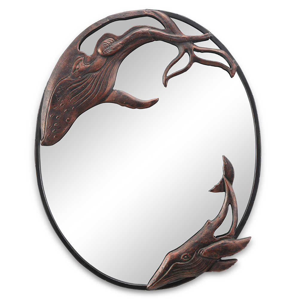 Cast Iron Whale Trio Oval Mirror