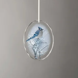 Blue Jay Study - Oval Glass Ornament