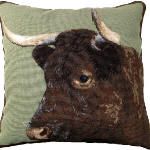 Farm and Ranch Needlepoint Down Throw Pillow – Milking Devon Cow