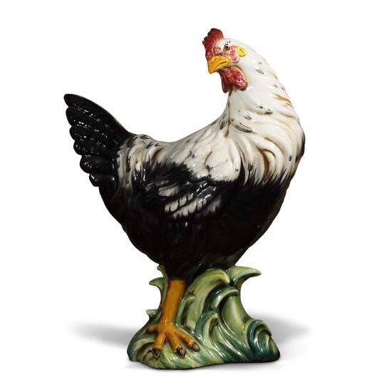 Authentic Italian Ceramic Black and White Hen Sculpture II