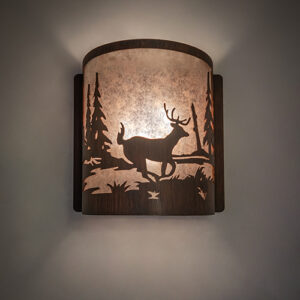 8" Wide Deer at Lake Right Wall Sconce