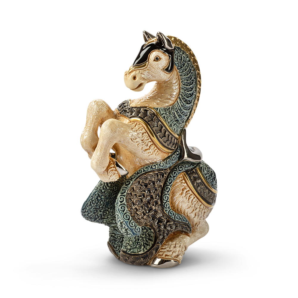 White Jousting Horse Figurine by De Rosa