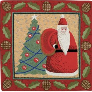 Christmas Hand Hooked Wool Rug – Old St. Nick
