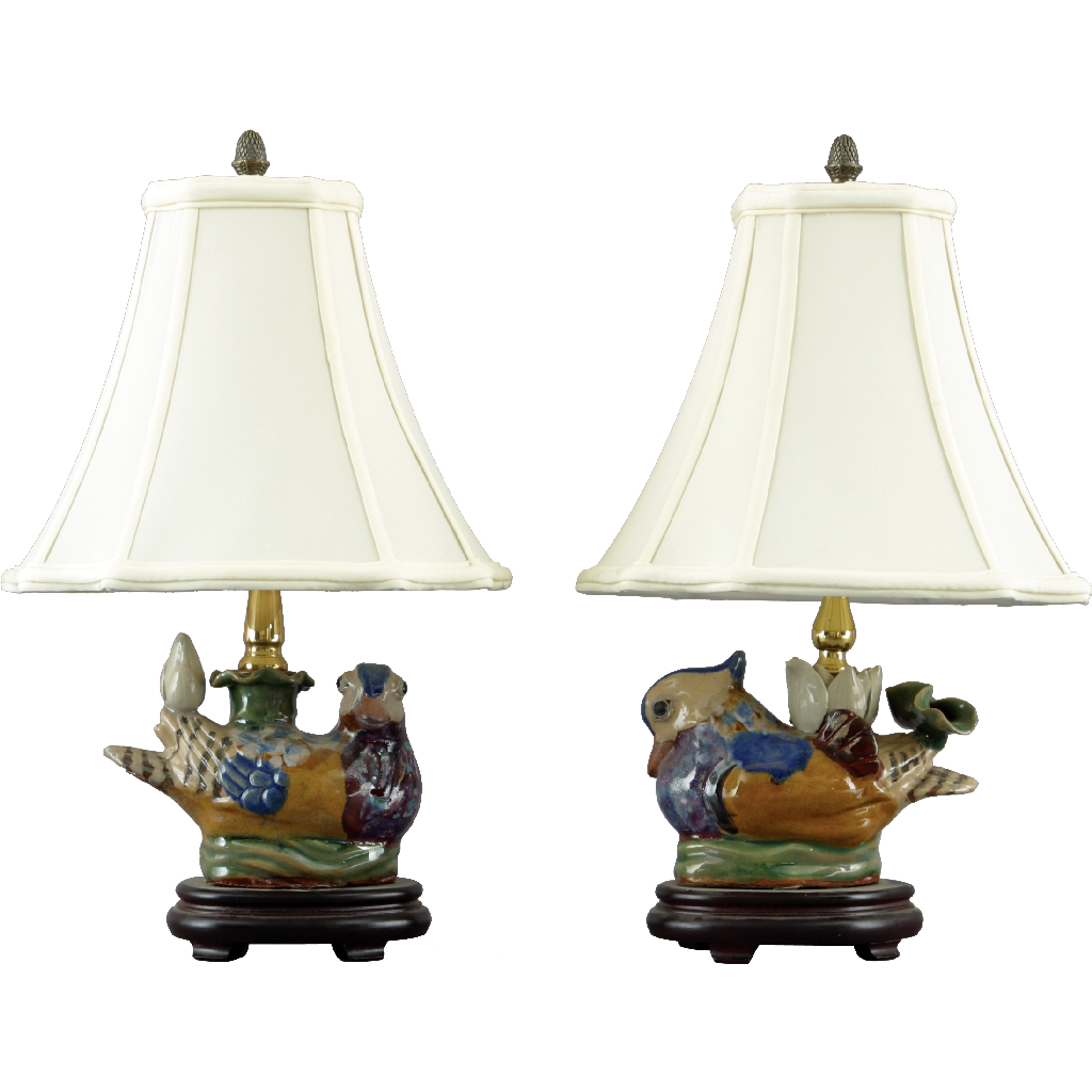 Pair of Ducks Ceramic Candle Stick Lamps
