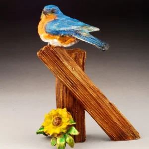 Baby Blue Bluebird Sculpture by Mark Hopkins