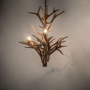 24" Wide Antlers Elk & Mule Deer 4 Light Chandelier