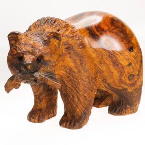 Grizzly Bear with Fish Sculpture