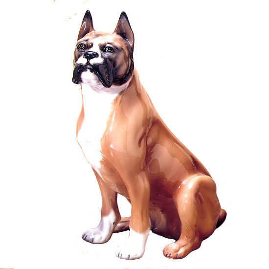 Authentic Italian Ceramic Boxer Dog Statue