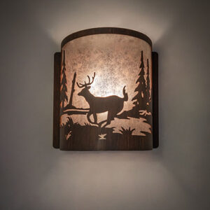 8" Wide Deer at Lake Left Wall Sconce