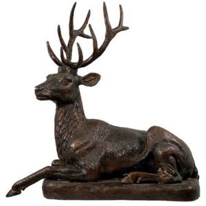 Reclining Deer Table-top Bronze Statue