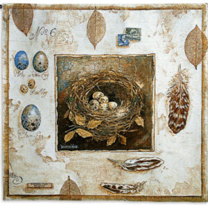 Vintage Bird Nest Egg Study – Woven Tapestry Wall Art Hanging