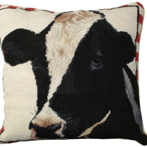 Farm and Ranch Needlepoint Down Throw Pillow – Holstein Cow