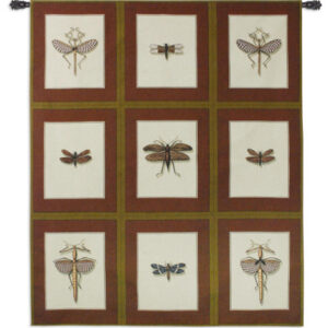 Vintage Earthy Insect Study Panels – Woven Tapestry Wall Art Hanging