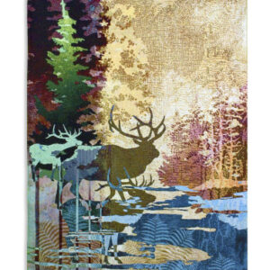 Abstract Dreamy Forest River with Deer – Woven Tapestry Wall Art Hanging 83x53