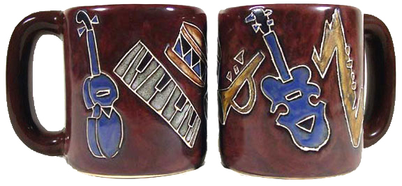 Mara Stoneware 16 Oz. Musical Instrument Mugs (Set of 2)