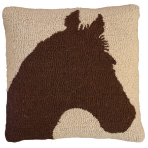Handmade Hooked Pillow – Farm and Ranch – Reverse Silhouette Horse