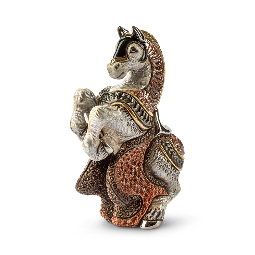 Grey Jousting Horse Figurine by De Rosa