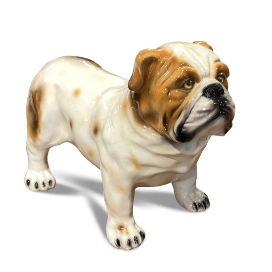 Authentic Italian Ceramic White Bulldog Dog Sculpture II