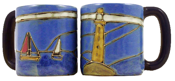 Mara Stoneware 16 Oz. Lighthouse Mugs (Set of 2)