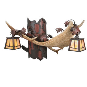 23.5" Wide Antlers Fallow Deer 2 Light Wall Sconce