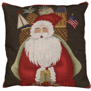 Christmas Needlepoint Down Throw Pillow – Santa With Gifts