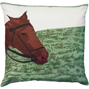 Farm and Ranch Cotton Printed Throw Pillow – Horse in the Field