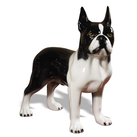 Authentic Italian Ceramic Boston Terrier Dog Sculpture