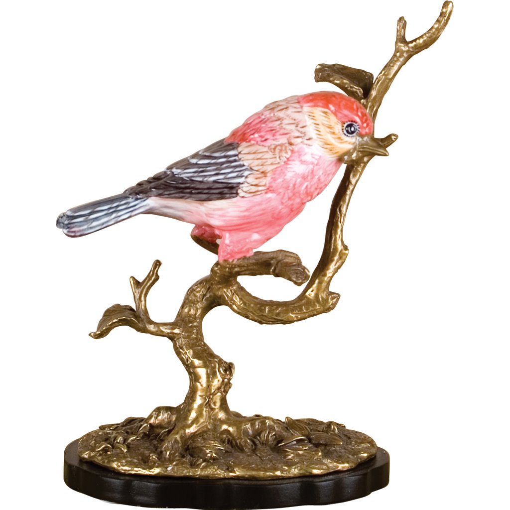 Porcelain Purple Finch Figurine with Bronze Ormolu
