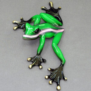 Slider Bronze Frog Sculpture by Barry Stein Sculptures (9 Color Options Available)