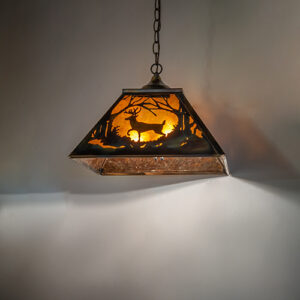 16" Square Deer at Dawn Pendant