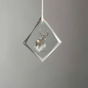 Winter Range Mule Deer - Tear Drop Glass Ornament