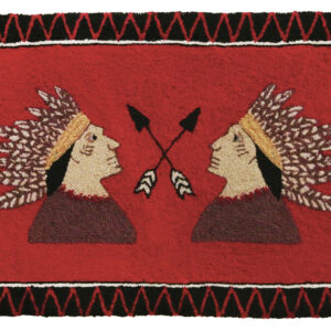 Native American Folk Art Hooked Wool Rug