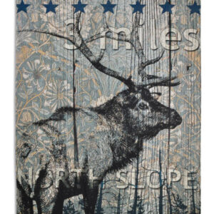 Rustic Wooden Elk Cabin Lodge Decor – Woven Tapestry Wall Art Hanging
