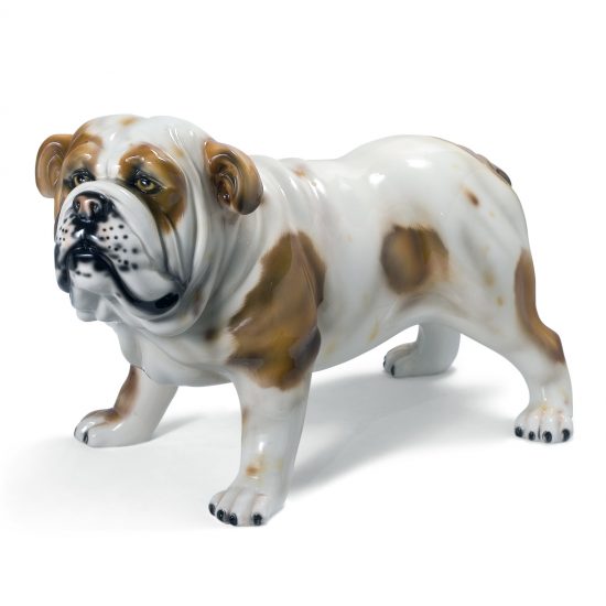 Authentic Italian Ceramic White Bulldog Dog Sculpture