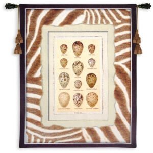 Antique Avian Field Work on Animal Print Bird Egg Study – Woven Tapestry Wall Art Hanging