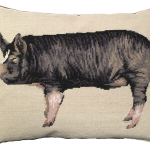 Farm and Ranch Needlepoint Down Throw Pillow – Berkshire Pig