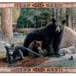 Mother Bear with Cubs – Woven Tapestry Wall Art Hanging 71x53