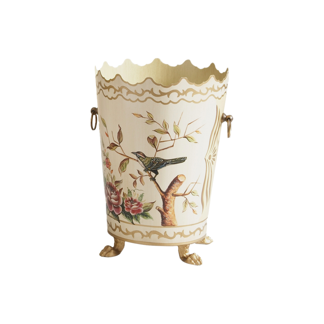 Midland Floral and Bird Wastebasket