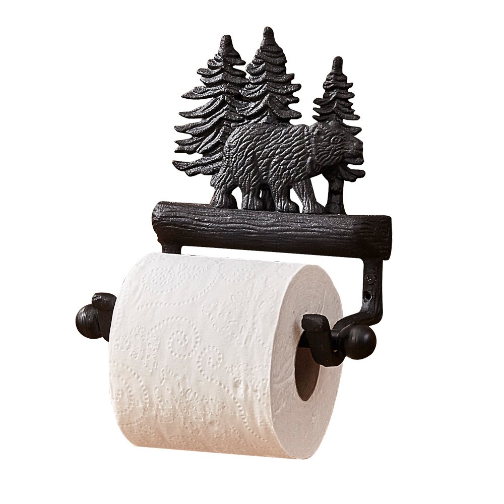 Cast Black Bear Toilet Tissue Holder