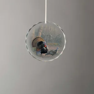 Tom Foolery - Turkeys - Round Glass Ornament
